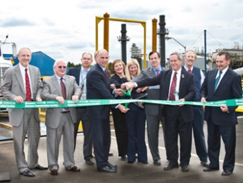 Pictured from left are Senior Advisor for Environmental Management David Huizenga; DOE Savannah River Operations Office Manager Dave Moody; SRNS Infrastructure Maintenance and Engineering Manager John Stafford; DOE Federal Projects Director Jim DeMass; Under Secretary for Nuclear Security Thomas DâAgostino; DOE-Savannah River Assistant Manager Karen Guevara; Ameresco Federal Programs Director Nicole Bulgarino; Ameresco Executive Vice President Keith Derrington; U.S. Rep. Joe Wilson (R-SC); Ameresco Program Manager Ken Chacey; and Ameresco President and CEO George Sakellaris. Pictured from left are Senior Advisor for Environmental Management David Huizenga; DOE Savannah River Operations Office Manager Dave Moody; SRNS Infrastructure Maintenance and Engineering Manager John Stafford; DOE Federal Projects Director Jim DeMass; Under Secretary for Nuclear Security Thomas DâAgostino; DOE-Savannah River Assistant Manager Karen Guevara; Ameresco Federal Programs Director Nicole Bulgarino; Ameresco Executive Vice President Keith Derrington; U.S. Rep. Joe Wilson (R-SC); Ameresco Program Manager Ken Chacey; and Ameresco President and CEO George Sakellaris.