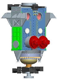 A rendering of the Pratt & Whitney Rocketdyne high pressure, dry-solids feed pump. A rendering of the Pratt & Whitney Rocketdyne high pressure, dry-solids feed pump.