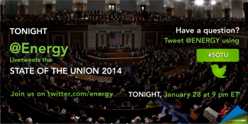 Join Energy.gov tonight as we livetweet about all the major energy points in the President's State of the Union address. | Graphic by <a href="/node/379579">Sarah Gerrity</a>, Energy Department. Join Energy.gov tonight as we livetweet about all the major energy points in the President's State of the Union address. | Graphic by <a href="/node/379579">Sarah Gerrity</a>, Energy Department.