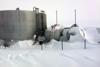 The combination of the Native Village of Tellerâs limited fuel storage capacity and a harsh winter led to a supply shortage. Photo by Alexander Dane, NREL The combination of the Native Village of Tellerâs limited fuel storage capacity and a harsh winter led to a supply shortage. Photo by Alexander Dane, NREL