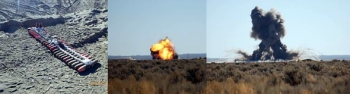 In these 2010 photographs, unexploded ordnance were collected and then detonated onsite at the Mass Detonation Area. In these 2010 photographs, unexploded ordnance were collected and then detonated onsite at the Mass Detonation Area.