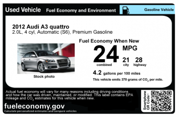 FuelEconomy.govâs newest tool -- the Used Car Fuel Economy Label -- makes it easier for consumers to compare used cars, select the most fuel-efficient model and save money at the pump. | Photo by the Energy Department. FuelEconomy.govâs newest tool -- the Used Car Fuel Economy Label -- makes it easier for consumers to compare used cars, select the most fuel-efficient model and save money at the pump. | Photo by the Energy Department.