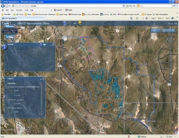 Shown here is a screenshot of the interactive map, which makes Nevada National Security Site data more accessible to the public. Shown here is a screenshot of the interactive map, which makes Nevada National Security Site data more accessible to the public.