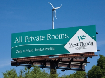 A wind turbine tops a Lamar Advertising billboard in Pensacola, Florida | Photo courtesy of Karena Cawthon A wind turbine tops a Lamar Advertising billboard in Pensacola, Florida | Photo courtesy of Karena Cawthon