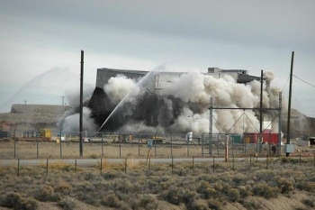 Workers demolish the Test Area North Hot Shop Complex, shown here. Workers demolish the Test Area North Hot Shop Complex, shown here.