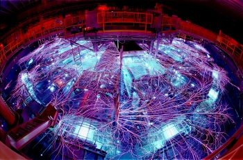 The Z machine, the largest X-ray generator in the world, is located in Albuquerque, New Mexico. As part of the Pulsed Power Program, which started at Sandia National Laboratories in the 1960s, the Z machine concentrates electrical energy and turns it into short pulses of enormous power, which can then be used to generate X-rays and gamma rays. Click on the image for a full size version. | Photo credit: Randy Montoya/Sandia National Laboratories. The Z machine, the largest X-ray generator in the world, is located in Albuquerque, New Mexico. As part of the Pulsed Power Program, which started at Sandia National Laboratories in the 1960s, the Z machine concentrates electrical energy and turns it into short pulses of enormous power, which can then be used to generate X-rays and gamma rays. Click on the image for a full size version. | Photo credit: Randy Montoya/Sandia National Laboratories.