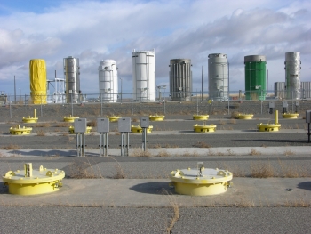 Dry storage casks at Idaho National Laboratory can safely house spent nuclear fuel for decades. Dry storage casks at Idaho National Laboratory can safely house spent nuclear fuel for decades.