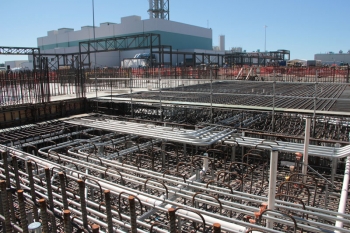 The Pretreatment Facility control room building pad (foreground) and the Low-Activity Waste Facility (background) The Pretreatment Facility control room building pad (foreground) and the Low-Activity Waste Facility (background)