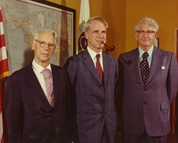 Secretary Schlesinger (center) with Shields & Stafford Warren