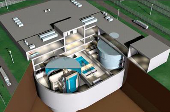Cutaway of 2-Unit Generation mPower SMR Installation. | © 2012 Generation mPower LLC. All Rights Reserved. Reprinted with permission. Cutaway of 2-Unit Generation mPower SMR Installation. | © 2012 Generation mPower LLC. All Rights Reserved. Reprinted with permission.