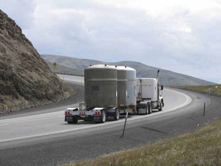 A transuranic waste shipment travels on an approved shipping route to the Waste Isolation Pilot Plant A transuranic waste shipment travels on an approved shipping route to the Waste Isolation Pilot Plant