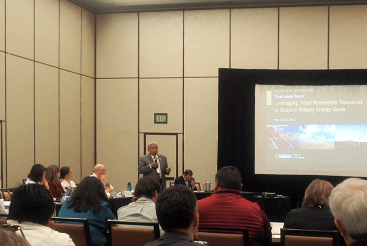 The DOE Office of Indian Energy Tribal Leader Forum on "Leveraging Tribal Renewable Resources to Support Military Energy Goals" was held May 30–31 in Phoenix, Arizona. Photo by Brooke Oleen Tieperman, NCSL. The DOE Office of Indian Energy Tribal Leader Forum on "Leveraging Tribal Renewable Resources to Support Military Energy Goals" was held May 30–31 in Phoenix, Arizona. Photo by Brooke Oleen Tieperman, NCSL.