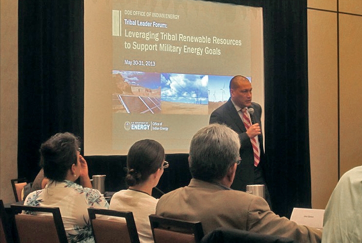 The DOE Office of Indian Energy Tribal Leader Forum on "Leveraging Tribal Renewable Resources to Support Military Energy Goals" was held May 30–31 in Phoenix, Arizona. Photo by Brooke Oleen Tieperman, NCSL. The DOE Office of Indian Energy Tribal Leader Forum on "Leveraging Tribal Renewable Resources to Support Military Energy Goals" was held May 30–31 in Phoenix, Arizona. Photo by Brooke Oleen Tieperman, NCSL.