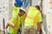From left, Baker Concrete’s Charles Powell, Archie Jarrell, and Michael Carter weld shut the last opening to the P Reactor 105-P building. Baker performed the in situ grouting of the below-grade areas.