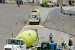 Cement trucks transport a specially formulated grout that is pumped into two underground waste tanks at the Savannah River Site as part of work to close the massive structures.