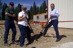Dale and Sharon Borgford, small business owners in Stevens County, WA, break ground with Peter Goldmark, Washington State Commissioner of Public Lands. The pair brought more than 75 jobs to the area with help from DOE's State Energy Program and the U.S. Forest Service. | Photo courtesy of Washington DNR.
