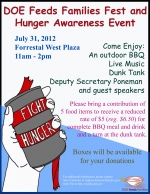 The DOE Feeds Families Fest and Hunger Awareness Event are from 11 a.m. to 2 p.m. at the Forrestal West Plaza in Washington, D.C.