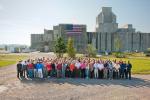 The Savannah River Site Recovery Act Program workforce stands in front of the P Reactor, which was deactivated and decommissioned as one of the American Recovery and Reinvestment Act-funded projects across America. |  Photo courtesy of the Office of Environmental Management.
 