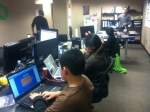 Franklin High School students working on their online map of gas and charging stations. | Photo courtesy Dayana Bustamante