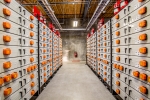 Rows of battery racks at Portland General Electric’s Salem Smart Power Center in Salem, Ore. PGE is a participant in the Battelle-led Pacific Northwest Smart Grid Demonstration Project, which will use the center’s 5-megawatt energy storage system to test several smart grid technologies and approaches. | Photo courtesy of Portland General Electric. 