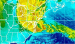 Sandy made landfall as a post-tropical cyclone on the southern coast of New Jersey near Atlantic City at 8 p.m. with top sustained winds of 80 mph. | Photo courtesy of NOAA
