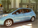 Assistant Secretary Patricia Hoffman test drives the new Nissan Leaf. Nissan will introduce the all-electric Leaf in Hawaii in January 2011. Hawaii is offering incentives for the purchase of the vehicle and for home charging station development.