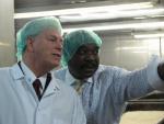 Ohio Governor Ted Strickland (left) got a tour of the New Horizons Baking Company with CEO Tim Brown this winter to announce the grant.| Photo courtesy of New Horizons Baking Company