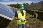 The Long Island Solar Farm (LISF) -- currently the largest solar photovoltaic power plant in the Eastern United States -- generates enough renewable energy to power approximately 4,500 homes. LISF is located at Brookhaven National Laboratory. | Photo courtesy of Brookhaven National Laboratory.