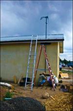 This wind turbine, along with a solar photovoltaic system, will be used to power the school's off-grid greenhouse. |  Image courtesy of Wind Powering America 