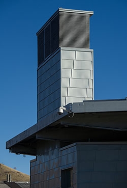 An air intake structure outside the west wing of the Research Support Facility.